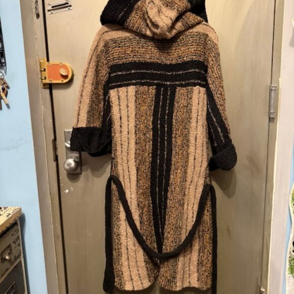Vintage Boho 1970’s Striped Hooded Duster Cardigan - Picture 13 of 16